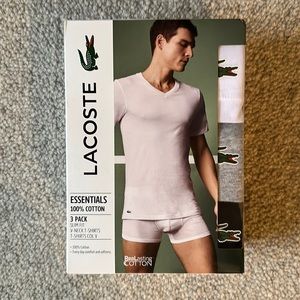Lacoste men’s 3 pack v-neck t-shirts